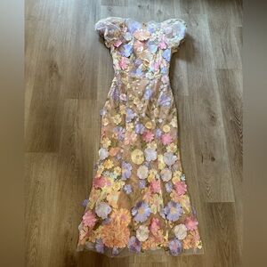 Elliatt | Dresses | Elliatt Astraea Pink Purple 3d Floral Lace Applique  Spring Maxi Dress Small | Poshmark